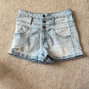 High-Rise Blue Jean Shorts